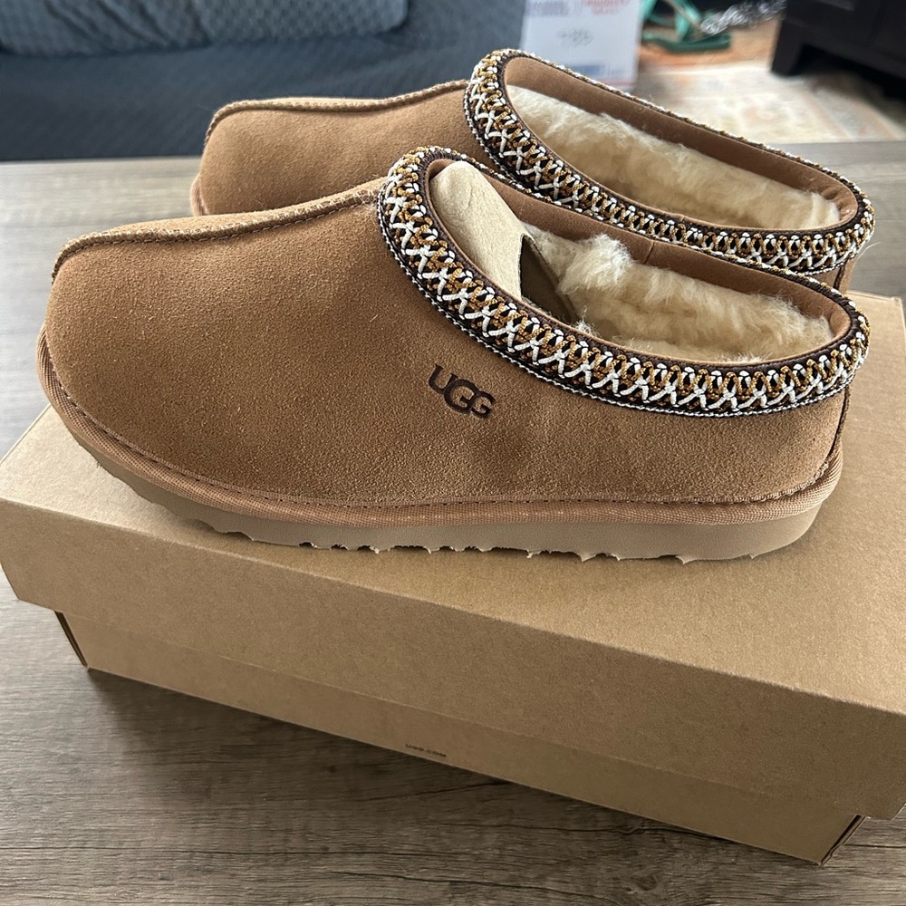 UGG Suede Tasman Slippers in Chestnut 
New in the box - authentic
